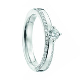 Engagement Rings 585 Weissgold, 3,50 mm Breite, seidenmatt, Mehrere Brillanten 0,76 ct. TW/SI,